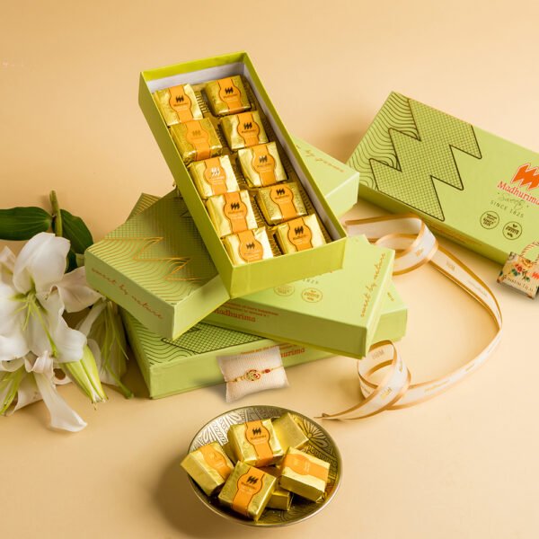 Chana Dal Barfi 10 pcs with Rakhi and Roli Chawal