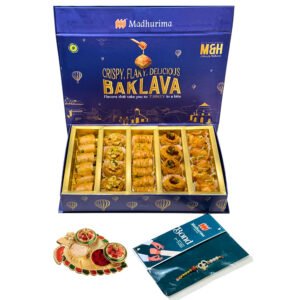 Assorted Baklava Box 500g with Rakhi & Roli Chawal