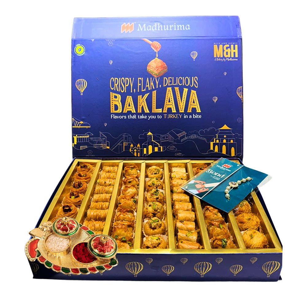 Assorted Baklava 1kg Box with Rakhi