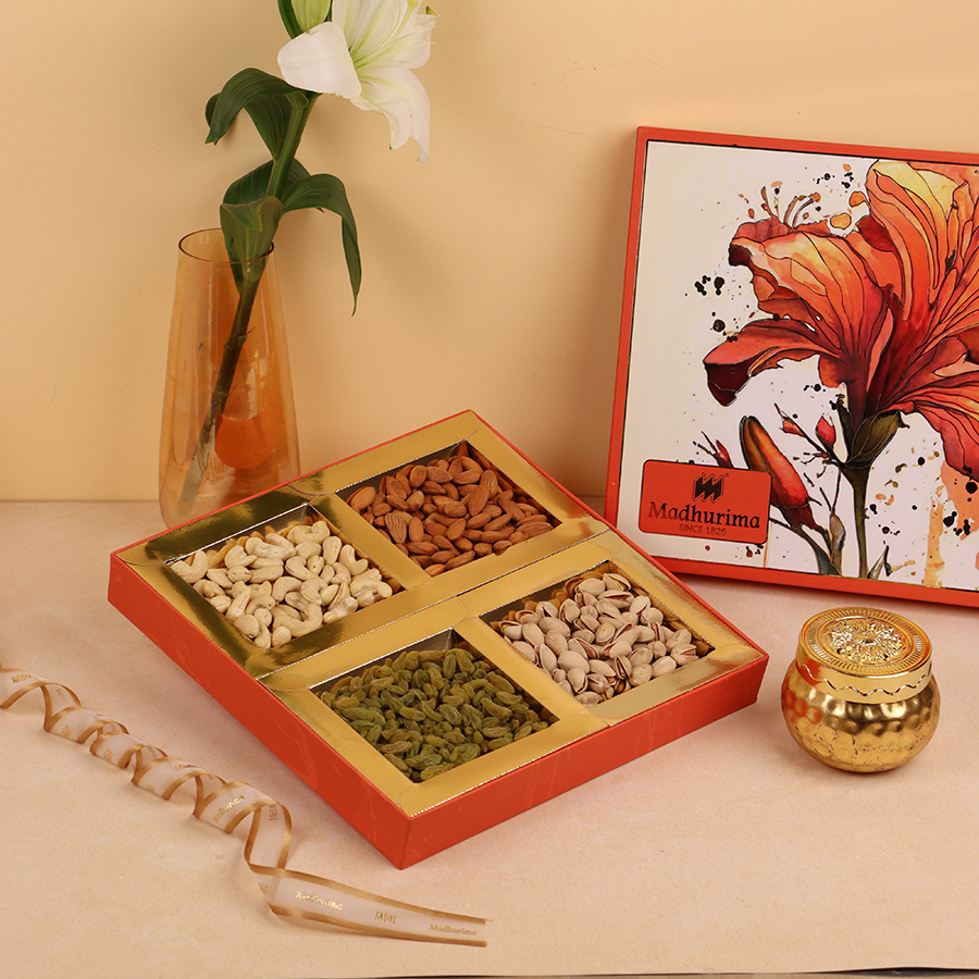 Premium Dry Fruit Gift Box with Rakhi & Roli Chawal