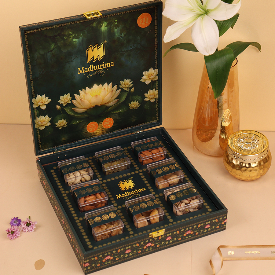 Luxury Assorted Dry Fruit Gift Box with Rakhi & Roli Chawal