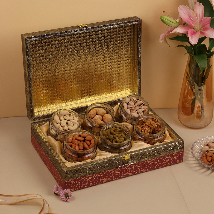 Shahi Dry Fruit Jar Collection with Rakhi & Roli Chawal